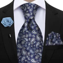 Peacock Blue Floral Print 2-Piece Tie & Pocket Square Set for Men Wedding Business Casual Stylish Accessories