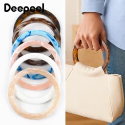 2Pcs 9.4cm Resin Round Bags Handle Plastic Amber O Ring for Wovenbag Purse Handbag Handles DIY Handmade Craft Bag Accessories