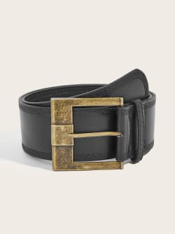Brown Black Red Vintage Wide Belts PU Leather Girdle Square Antique Copper Buckle Men Women Jeans Accessories