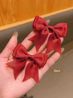 2 sweet and versatile temperament simple red bow hair clips suitable for daily hair accessories