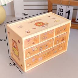 Official Themed Three Grid Drawer Storage Box Clear Multi Compartment Cute Desktop Organizer For Dorm Bedroom