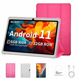 2026 Android 11 7" WiFi Tablet with Case,Max 6GB(2GB+4GB Expansion)RAM+32GB ROM,Quad Core,Dual 2MP Camera,3000mAh IPS Screen