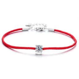 925 Sterling Silver 0.5ct D VVS Moissanite Red Rope Bracelet with for Women Fine Jewelry Wedding Engagement Party Christmas Gift