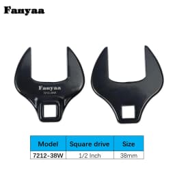 Fanyaa Open End Interchangeable Torque Head, Individual Crowfoot Wrench, Square Drive 1/2", Full Polish 36-48mm Made In Taiwan