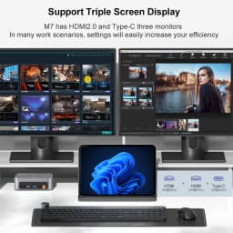 Ninkear M7 Mini PC (Intel Core i7-1185G7, 16GB RAM, 512GB SSD) — Supports triple-display output, 4K, Wi-Fi 6, Bluetooth 5.2, dual HDMI, and Type-C ports; pre-installed with Windows 11 Pro (Business Desktop PC)