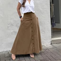 Falda Disfraz Ropa Mujer Button Up High Waisted Button Up Skirt Versatile For Autumn Winter, Loose Slit A-line Mid Length Skirt