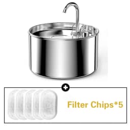 ZYFeeder 2.2L Automatic Cat Water Fountain Square Stainless Steel Bowl Pet Water Feeder Dog Water Fountain Silent(No 5V 1A Plug)