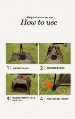 Pet Tent, Outdoor Home, Fully Automatic Folding Cat and Dog Shelter, Rain and Sun Protection, Portable Car Camping Tent