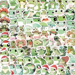 100PCS Cute Cartoon Frog Stickers Creative Handbooks Phone Cases Laptop Suitcases Water Cups Waterproof Stickers