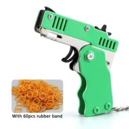 Keychain Gun Rubber Band Shooter 60 Pcs, Mini Fidget Toy Gun for Kids, Outdoor Party Favors Holiday Birthday Gift for Boys