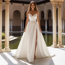 Strapless Satin Ball Gown Wedding Dresses With Slit Vestidos Novia Beach Bridal Party Gown For Bride Customer Made Elegant