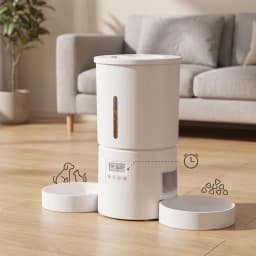 4.2L Dual‑Bowl Automatic Pet Feeder Timed Portion Dispenser Multi‑Pet Button Control Cat Dog Dry Food Feeding (No 5V 1A Plug)