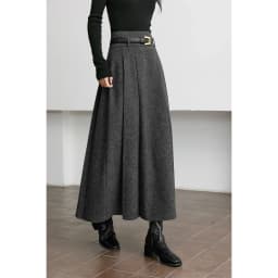 VIMLY Elegant Wool Blend Pleated Maxi Skirt for Women 2026 Winter High Waist Stereo Heavy Duty Skirt Office Lady Clothes M9173