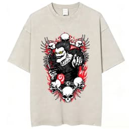 Vintage Washed Anime Death Note Misa Amane Print T Shirts Men Women Clothing Cotton Casual T-shirt Fashion Short Sleeve T-shirts