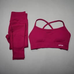 DFDK High Waist Stretch Leggings Set, Seamless Tie Back Sports Top, 2Pcs Workout Suit for Outdoor Fitness Running