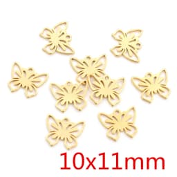 10pcs/lot 316 Stainless Steel Gold Plated Tree Moon Butterfly Small Charms Pendant For Necklace DIY Jewelry Making