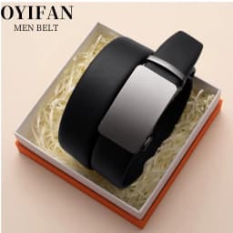 Simple men's belt black automatic buckle ratchet belt genuine leather belt best match jeans suit pants business casual belt men