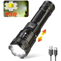 5000LM Ultra Bright Tactical Light Built-in Battery Powerful P70 LED Flashlights Emergency Spotlight Telescopic Zoom Flash Light