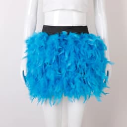 Women Solid Fluffy Feather Mini Skirt Elastic High Waist Short Skirt Halloween Carnival Party Stage Cosplay Costume Club Outfit