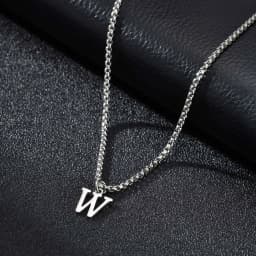 Vnox Simple A-Z Letter Necklace for Men, Waterproof Stainless Steel 26 Letters Pendant Necklace,Men’s Minimal Initial Necklace