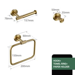 Gold Bathroom Accessories Towel Bar Bath Robe Hook Brass Knurled Bathroom Hardware Set Shelf for Towels Paper Tissue Holer