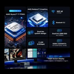 GMKtec M5 Ultra Mini PC AMD Ryzen 7 7730U DDR4 3200MHz Dual M.2 SSD 2.5G LAN WiFi 6E BT5.2 Desktop Computer