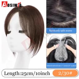 Long Straight Topper Hair Piece With Bangs Invisible Seamless Clip Overhead Toupee Invisible Replacement block Cover White Hair