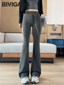 BIVIGAOS Autumn New Drawstring High Waist Micro Flared Leggings Women Slim Fit Elastic Fashionable Casual Sports Flared Pants