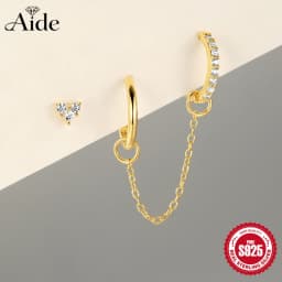 AIDE 925 Sterling Silver 3pcs Set Hoops Earrings for Women 18k Gold Plated Earring Bride Wedding Party Pendientes Fine Jewelry