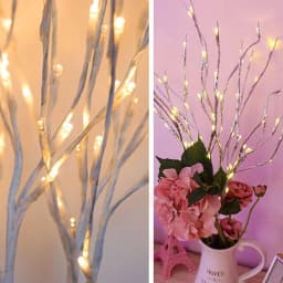 1pc White Birch Branch Lights Battery Operated 20 LED Fairy Lights Lighted Willow Branches For Home Bedroom Fireplace Decoration