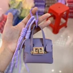 Mini Coin Purse Bag Pendant Cute Square Handbag Earphone PU Leather Creative Car Key Chain Pendant Decoration Multi-functional