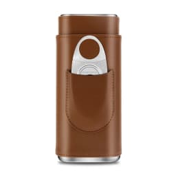 3-pack Cigar Case Portable Leather Holder Box Storage with Stainless Steel Sharp Cigar Cutter Luxury Smoking Accessories CH-24FA