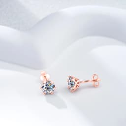 0.5-2CT Rose Gold Plated 925 Sterling Silver Sparkling Moissanite Stud Earrings Classic Gift For Women