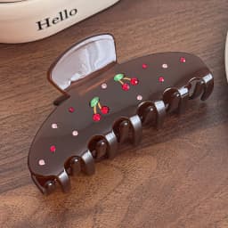 1pc New diamond-studded cherry hair claw, high-end sweet multicolor diamond acetate hair clip, hair clip for back-of-head updos