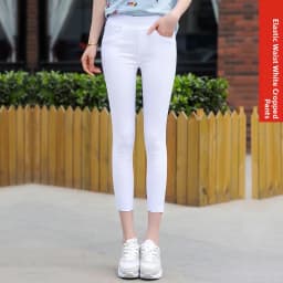 High Waist Thin White Women's Base Layer Pants Summer Slim Fit Seven Nine Leggings Orange Ni Brand Affordable Fashion
