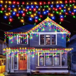 Holiday Icicle String Lights 3.2M 8 Modes Garden Yard Patio Window Roof Eaves Decor Warm White Multicolor Christmas Party Home