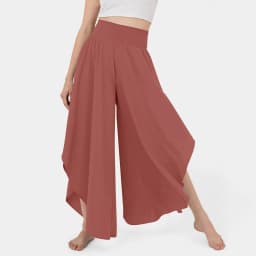 Women's Flowy Large Size Palazzo Pants Irregular Hem High Waist Casual Cropped Pants Summer Lightweight Elastic Beach Pants