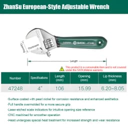 SATA 4/6/8/10inch Adjustable Drive Wrench Mini Small Big Spanner Wrench Adjustable Head Jaw Repair Tool Wrench Car