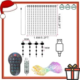 256/400LEDs Smart Curtain Lights Curtain String Lights Dynamic DIY Color Changing Pattern Text APP Remote for Home Party Decor