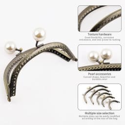 Metal Clutch Bag Kiss Clasp Lock Clasp with Pearl Coin Bag Kiss Clasp Lock DIY Coin Purse Frame Handle Handbag Craft Accessories