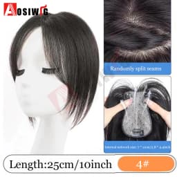 Long Straight Topper Hair Piece With Bangs Invisible Seamless Clip Overhead Toupee Invisible Replacement block Cover White Hair