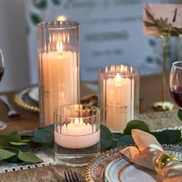 Ribbed Cylinder Glass Candle Holder Home Decor Pillar Candles Glass Vase Floating Candle Wedding Ornaments Tealight Candlestick