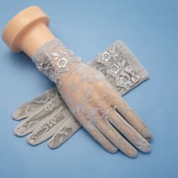 Women's Summer UV Resistant Ice Thin Driving and Cycling Touch Screen Anti Slip Breathable Short Sunscreen Lace Gloves