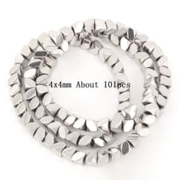 Natural Silver Color Hematite Stone Cylinder Irregular Loose Round Beads For DIY Jewelry Making Bracelet Earring Accessories