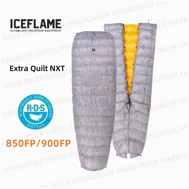 IceFlame Extra Quilt 900FP Ultralight Footless Down Quilt Mummy Sleeping Bag with Pad Attachment System for Backpacking Camping