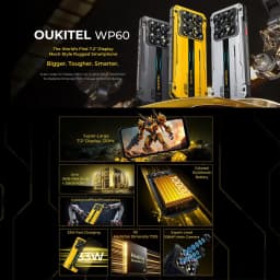 Oukitel WP60 Rugged Phone 8GB+256GB 108MP Camera Night Vision 7.2'' Android 15 Dimensity 7025 10000mAh NFC 5G Smartphone
