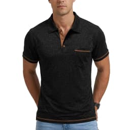 Mens Summer Solid Color Polo Shirt Classic Lapel Short Sleeve with Buttons Lightweight Breathable Casual Streetwear Tops