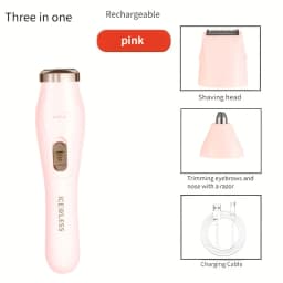 USB Charging Three in One Shaver, Women's Home Multifunctional Underarm Hair Removal Device, Eyebrow Trimmer, Nose Hair Remover