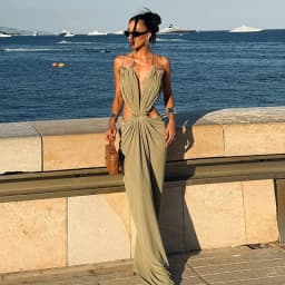 Sexy Women's Satin Solid Long Dress Swing Collar Sleeveless Backless Spaghetti Strap Slit Dresses 2026 Summer Evening Lady Robes