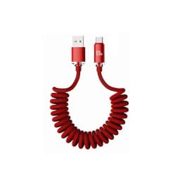 NNBILI 1-2PCS 120W Car USBA to USB C Fast Charging For Samsung S26 Xiaomi Huawei USBC To USB C Spring Cable For iPhone 18 17